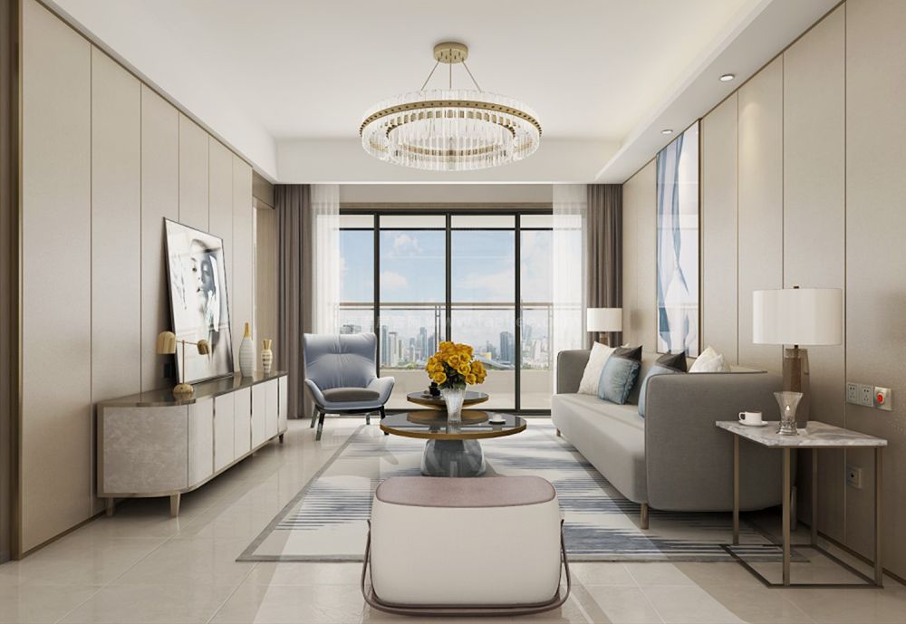 C户型客厅效果图