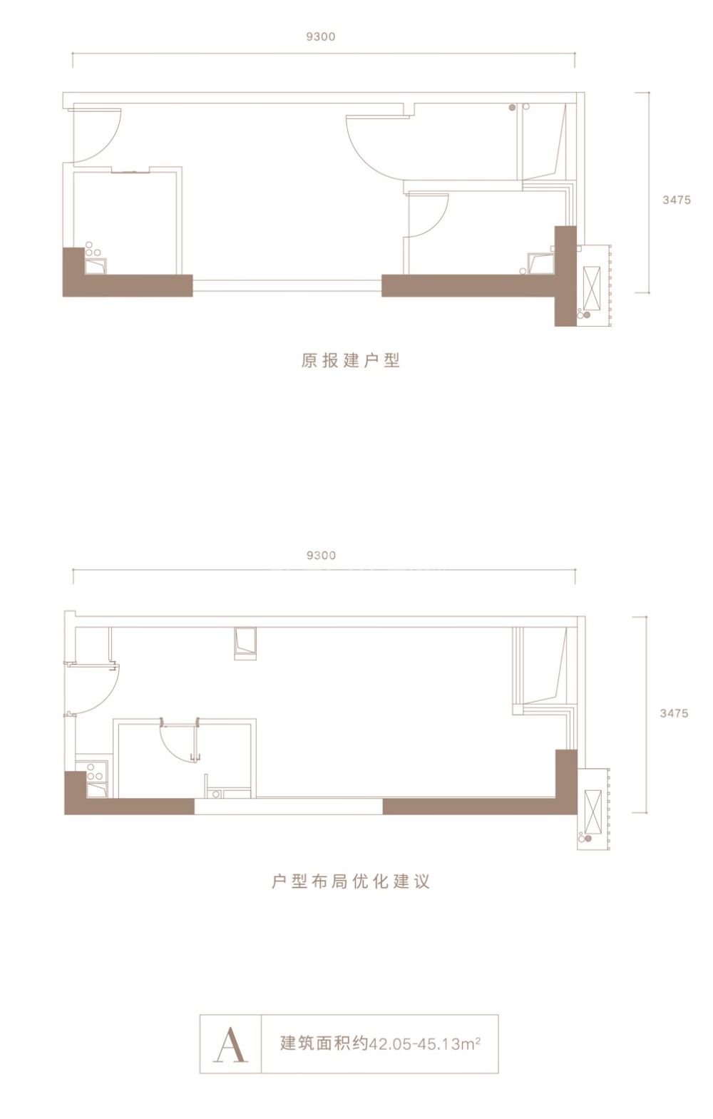 精彩天地户型图A户型1室0厅1卫 建面