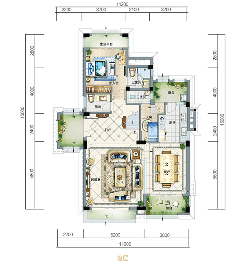 DB户型 5房3厅1厨6卫257㎡ 