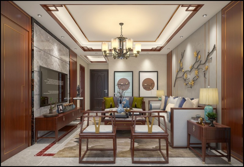 C户型新中式风格样板间7