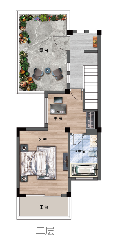 富力湾海琴墅户型鉴赏（二层） 