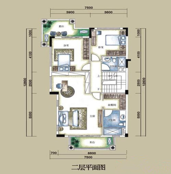 B2a户型（二层） 4室3厅4卫 建筑面 
