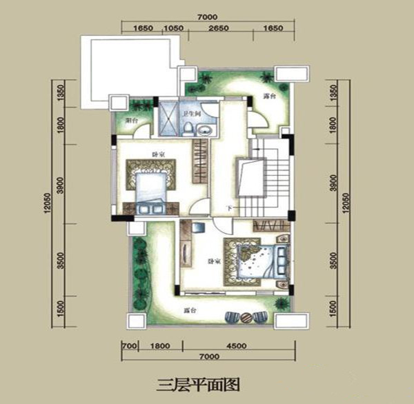 D3c户型（三层） 4室2厅4卫 建筑面