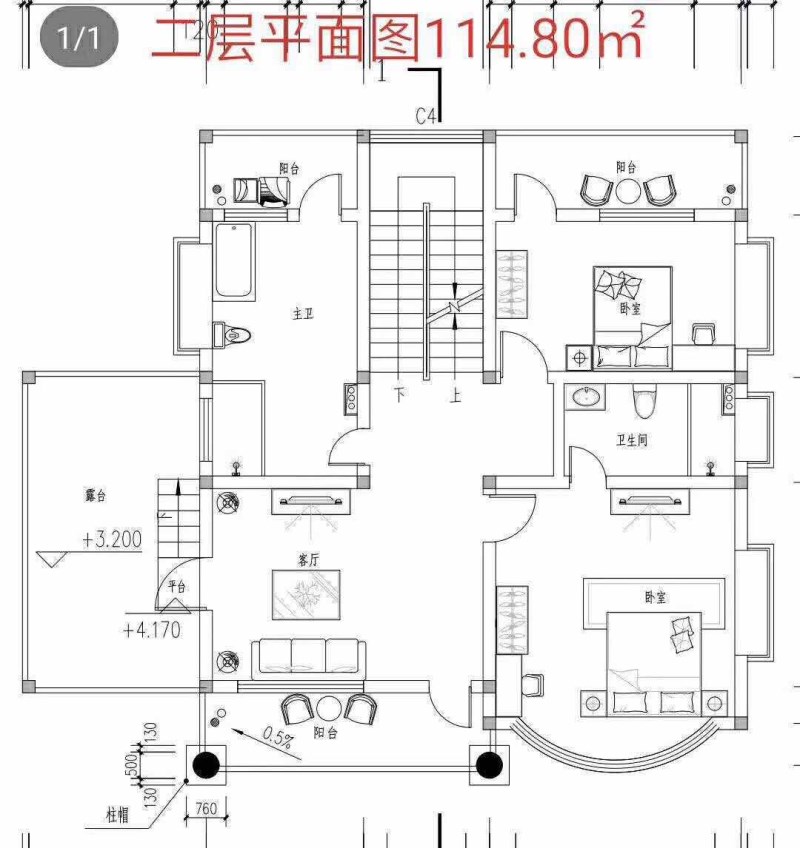 椰风海韵·海景花苑A1户型图二层