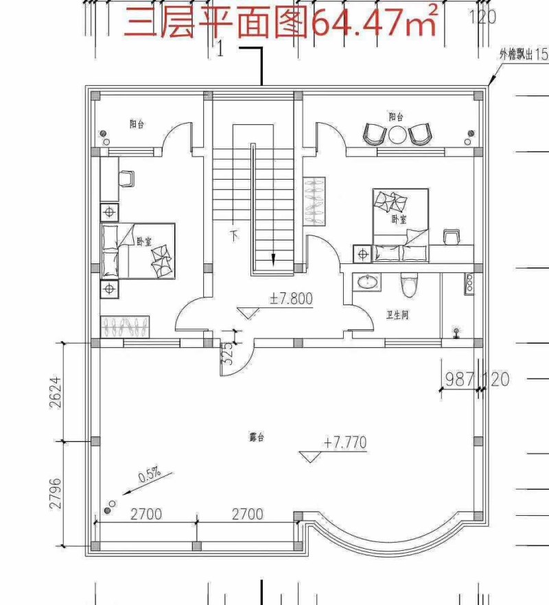 椰风海韵·海景花苑A1户型图三层