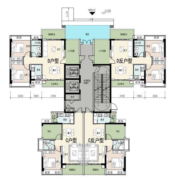 旭阳.热带森林户型品字设计