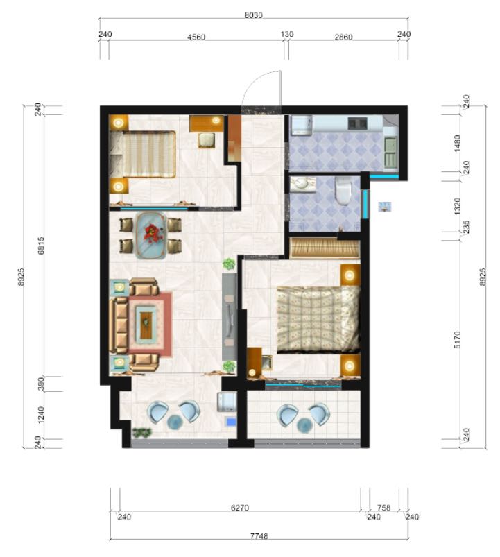 爱尚海蓝77平户型图