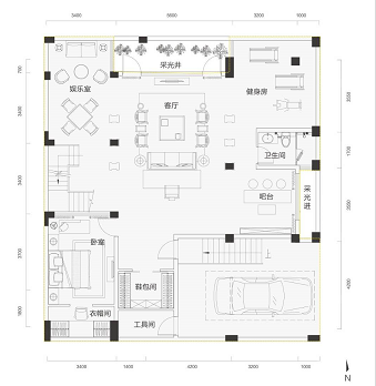 天骄 海棠湾160平别墅花园户型图2