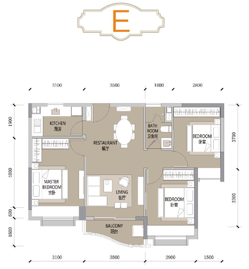 合景&middot;汀澜海岸E户型图