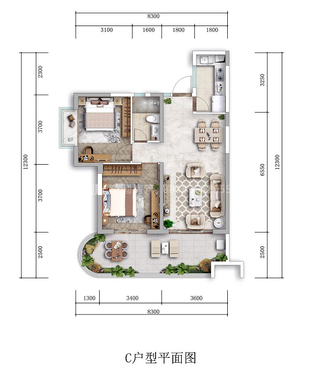 天幕云邸 2居 建面88㎡