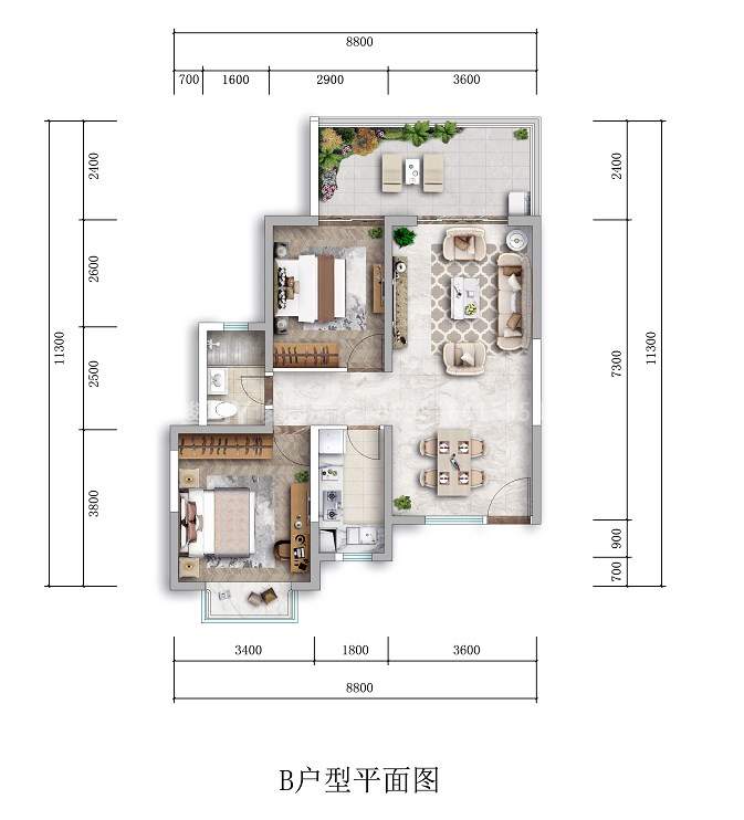 天幕云邸 2居 建面89㎡