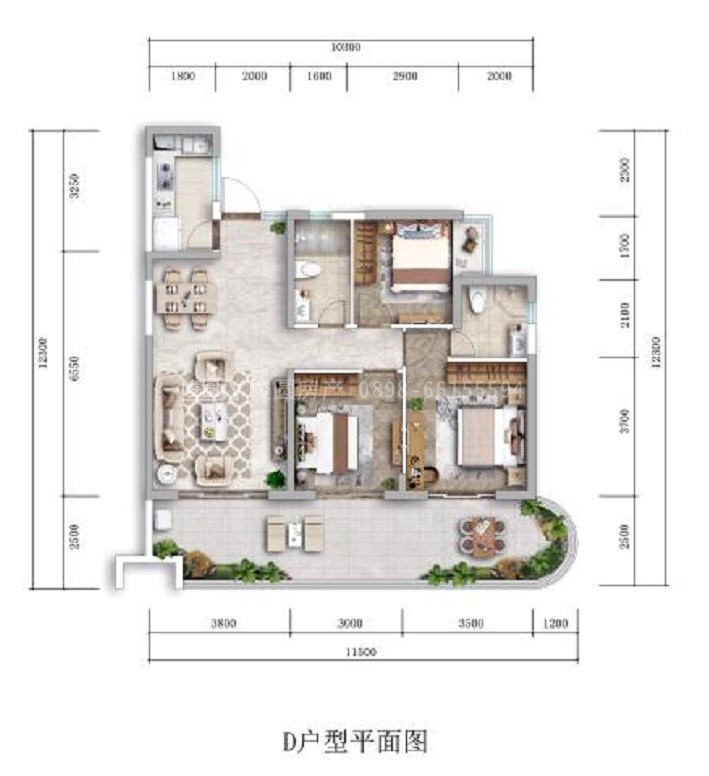 天幕云邸 3居 建面113.96㎡
