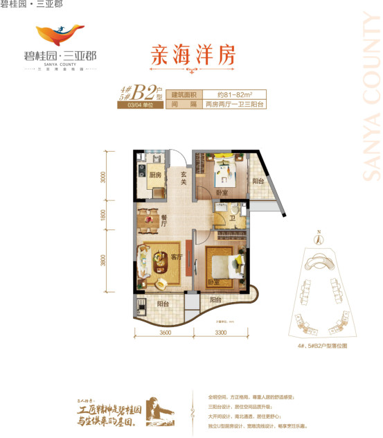 碧桂园三亚郡4、5号楼B2户型