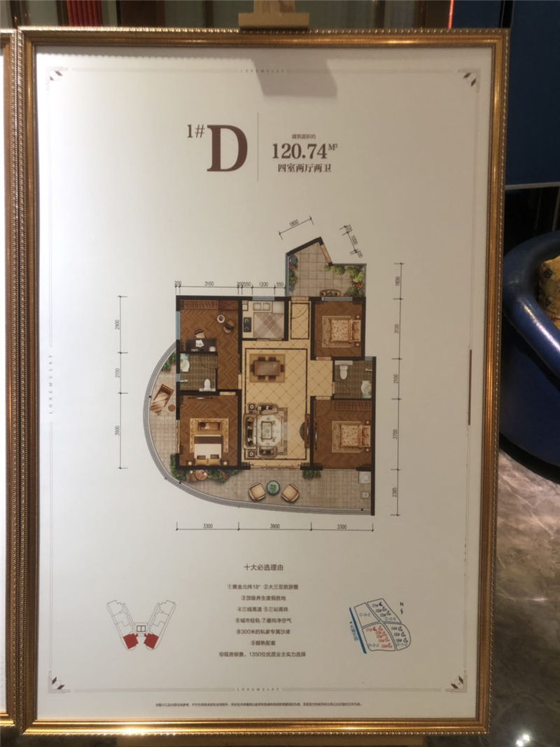 龙沐湾一号二期住宅1号楼D户型 