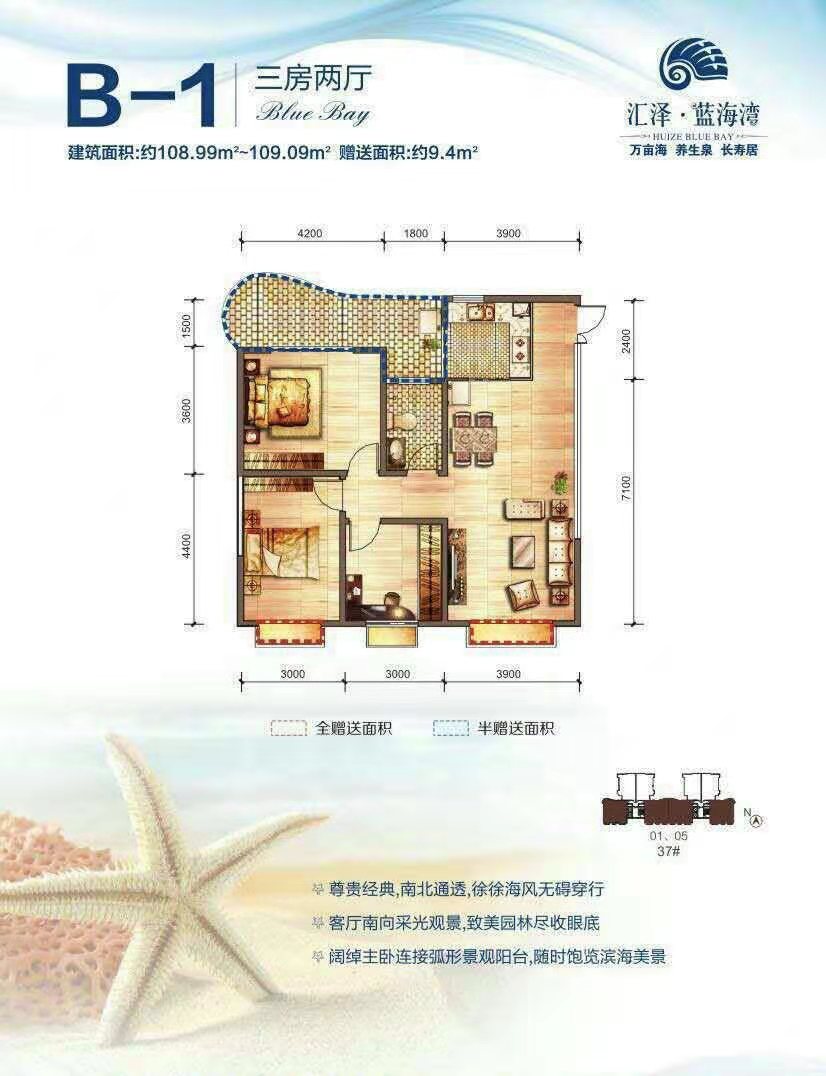 汇泽蓝海湾B1户型 