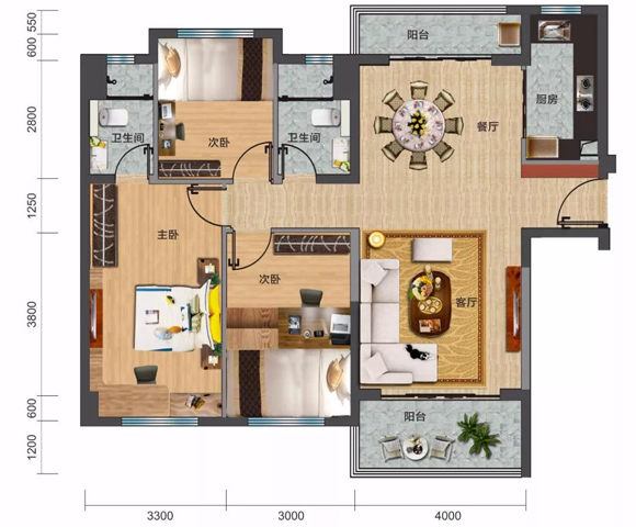 碧桂园剑桥郡Y316A户型 