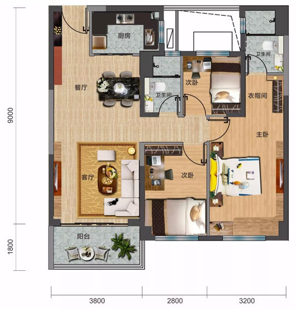 碧桂园剑桥郡Y316B户型 