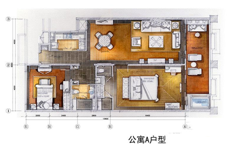 亚龙湾石溪墅公寓A户型 