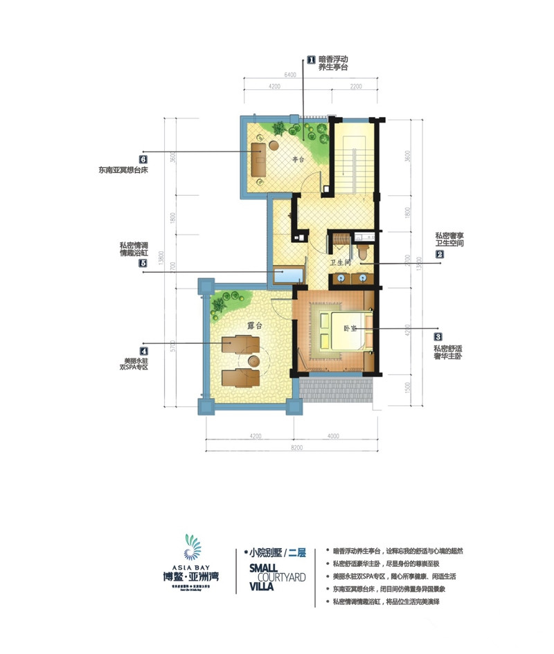 亚洲湾小院别墅B户型-二层 