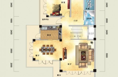 鸿洲江山云庭别墅T3户型（一层） 