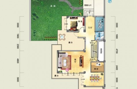 鸿洲江山云庭别墅T1户型（一层） 