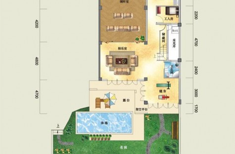 鸿洲江山云庭别墅T1户型（首层） 