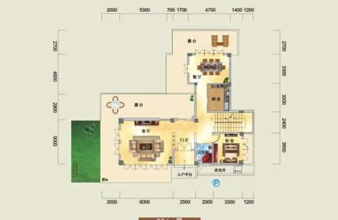 鸿洲江山云庭别墅D3户型（一层） 