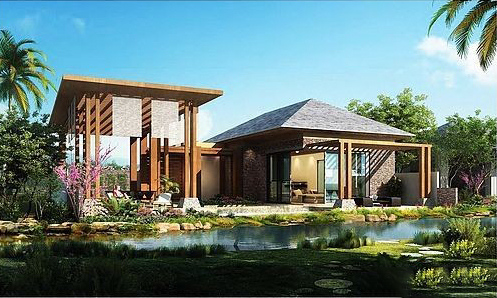 鸿洲江山花悦溪泰式别墅效果图