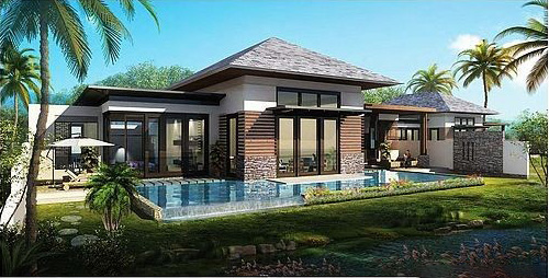 鸿洲江山花悦溪泰式别墅效果图