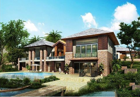 鸿洲江山花悦溪泰式别墅效果图